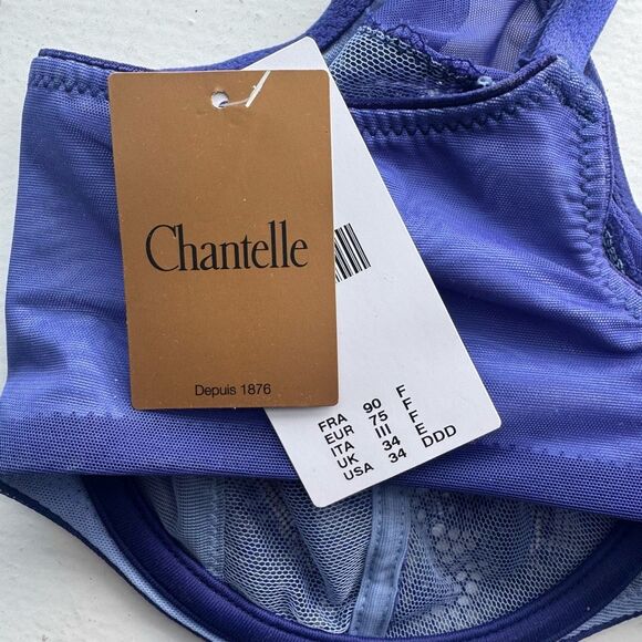 Chantelle Underwire Lace Bra Purple Blue 34DDD - Picture 3 of 4